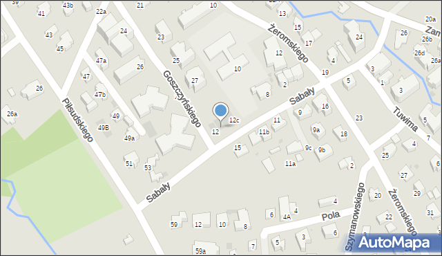 Zakopane, Sabały, 12a, mapa Zakopanego