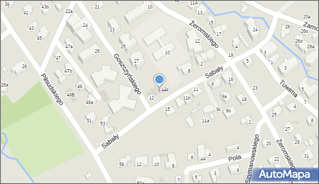 Zakopane, Sabały, 12b, mapa Zakopanego