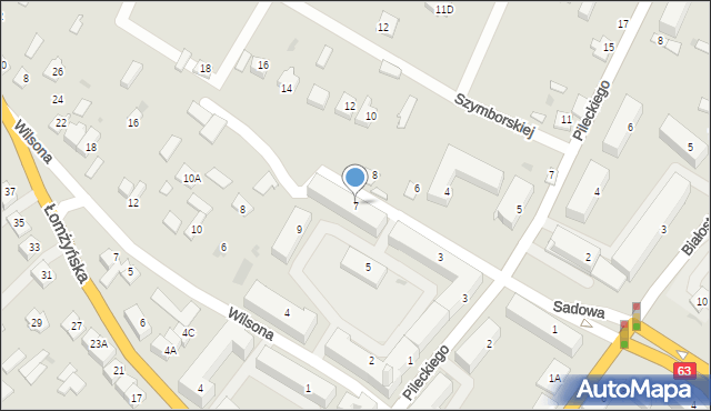 Zambrów, Sadowa, 7, mapa Zambrów