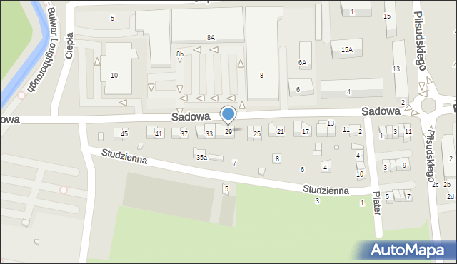 Zamość, Sadowa, 29, mapa Zamościa