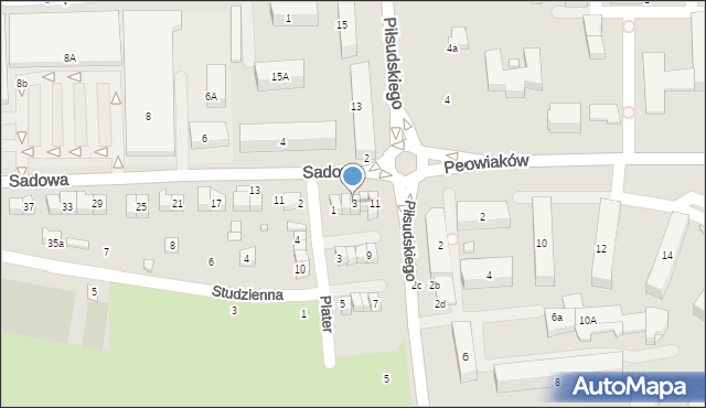 Zamość, Sadowa, 3, mapa Zamościa