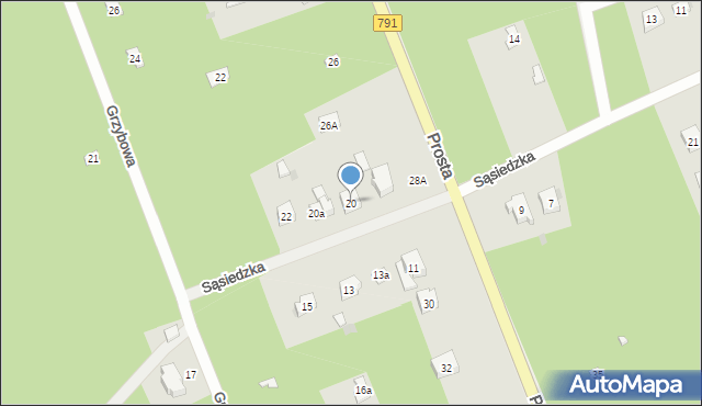 Żarki-Letnisko, Sąsiedzka, 20, mapa Żarki-Letnisko