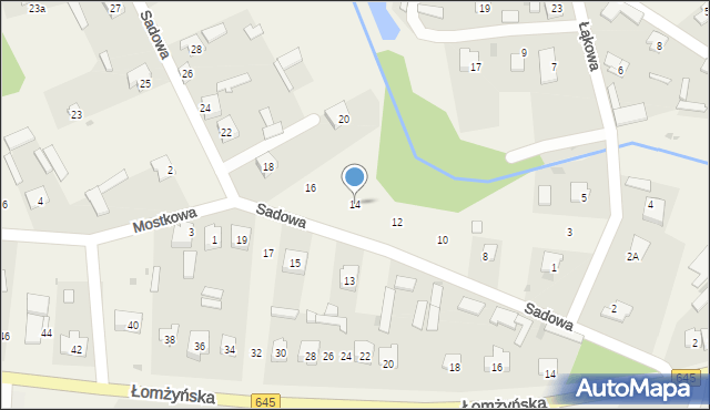 Zbójna, Sadowa, 14, mapa Zbójna