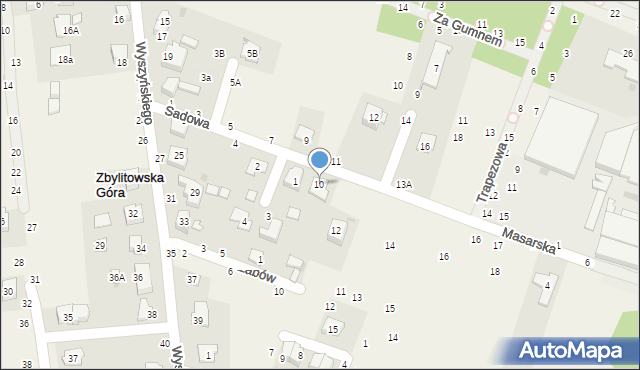 Zbylitowska Góra, Sadowa, 10, mapa Zbylitowska Góra
