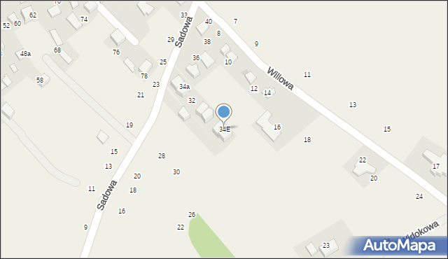 Zelków, Sadowa, 34E, mapa Zelków