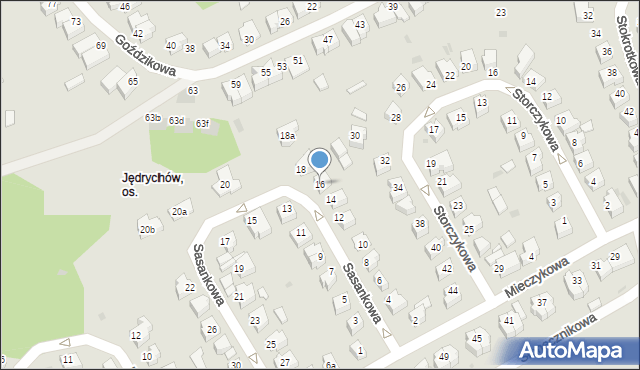 Zielona Góra, Sasankowa, 16, mapa Zielona Góra