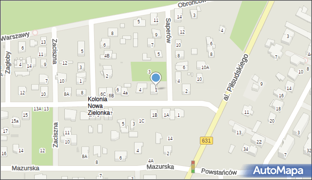 Zielonka, Saperów, 1, mapa Zielonka