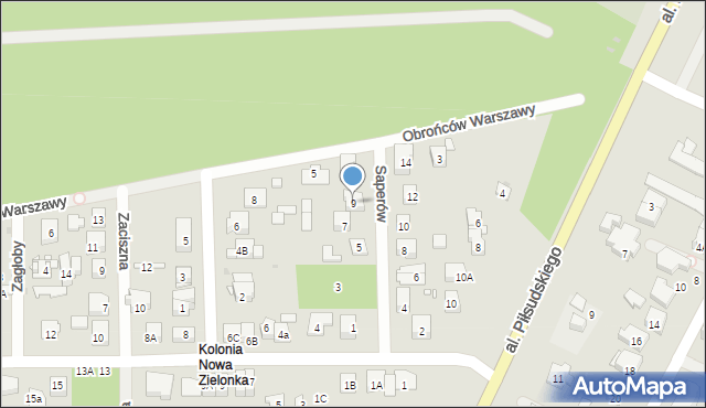 Zielonka, Saperów, 9, mapa Zielonka