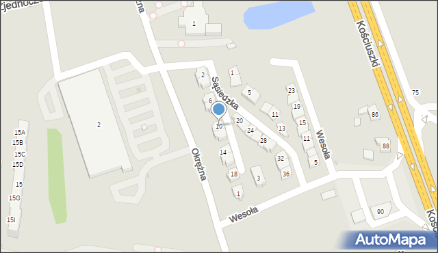 Żory, Sąsiedzka, 10, mapa Żor
