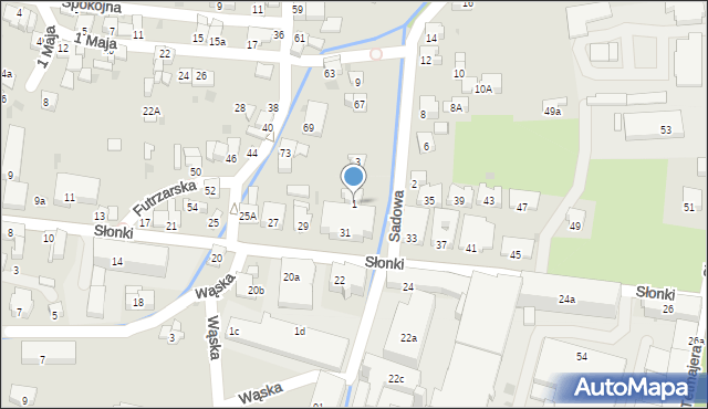 Żywiec, Sadowa, 1, mapa Żywiec