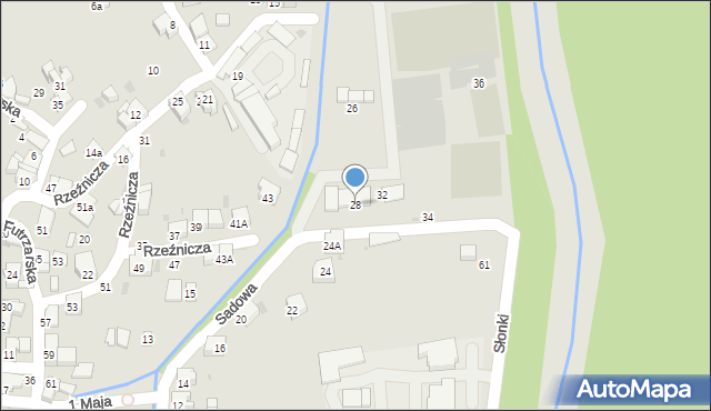 Żywiec, Sadowa, 28, mapa Żywiec