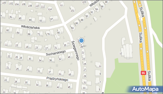 Białystok, Ściegiennego Piotra, ks., 19, mapa Białegostoku