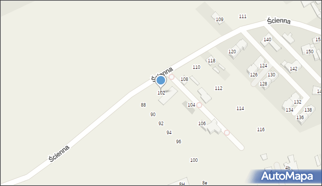 Bielawa, Ścienna, 102, mapa Bielawa