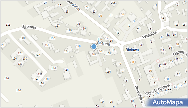 Bielawa, Ścienna, 162, mapa Bielawa