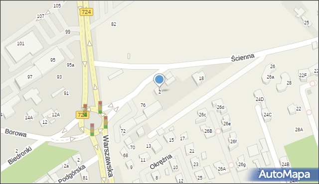 Bielawa, Ścienna, 2, mapa Bielawa