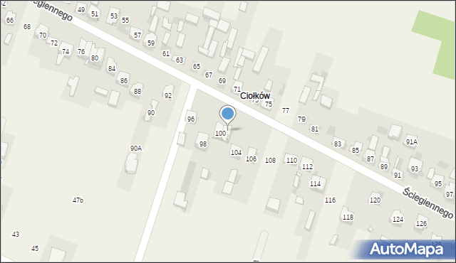 Bilcza, Ściegiennego Piotra, ks., 100A, mapa Bilcza