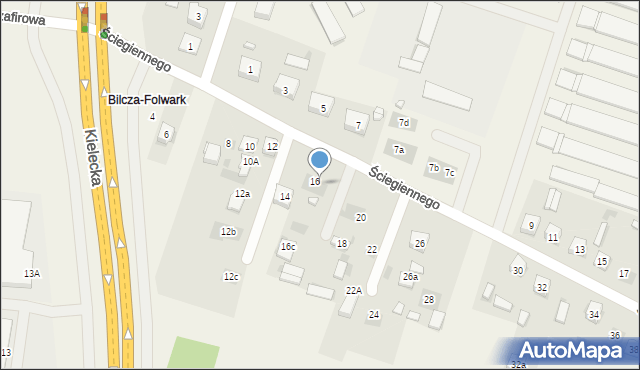 Bilcza, Ściegiennego Piotra, ks., 16a, mapa Bilcza