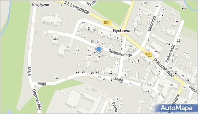 Bychawa, Ściegiennego Piotra, ks., 15, mapa Bychawa