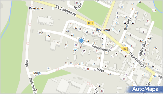 Bychawa, Ściegiennego Piotra, ks., 17, mapa Bychawa