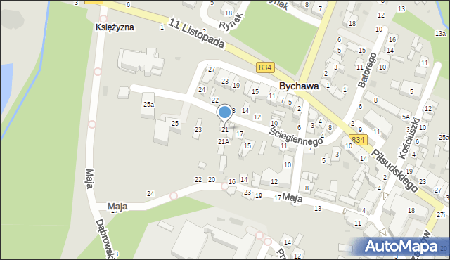 Bychawa, Ściegiennego Piotra, ks., 21, mapa Bychawa