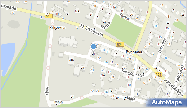 Bychawa, Ściegiennego Piotra, ks., 24, mapa Bychawa