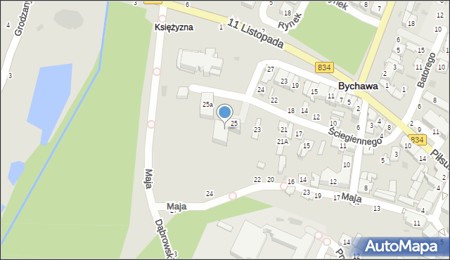 Bychawa, Ściegiennego Piotra, ks., 25B, mapa Bychawa