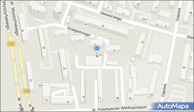 Bydgoszcz, Ściegiennego Piotra, ks., 8a, mapa Bydgoszczy