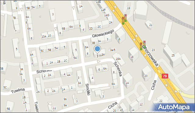 Bytom, Schenka Wacława, ks., 3, mapa Bytomia