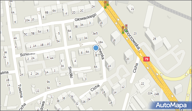 Bytom, Schenka Wacława, ks., 8, mapa Bytomia