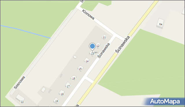 Chobienia, Ścinawska, 13, mapa Chobienia