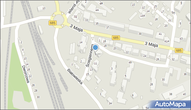 Hajnówka, Ściegiennego Piotra, ks., 7, mapa Hajnówka