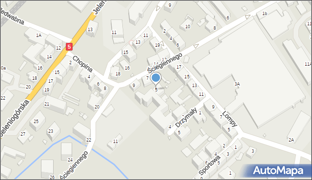 Kamienna Góra, Ściegiennego Piotra, ks., 5, mapa Kamienna Góra