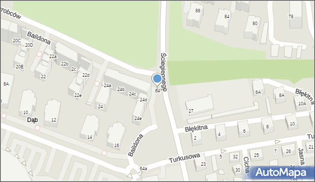 Katowice, Ściegiennego Piotra, ks., 64, mapa Katowic