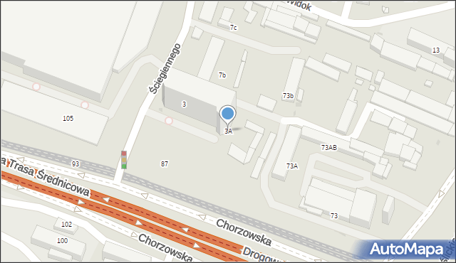 Katowice, Ściegiennego Piotra, ks., 3A, mapa Katowic