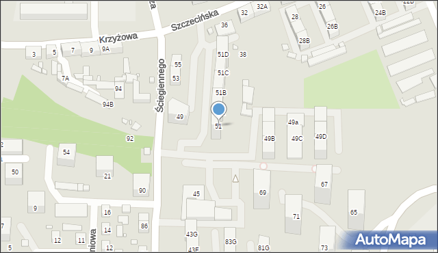 Katowice, Ściegiennego Piotra, ks., 51, mapa Katowic