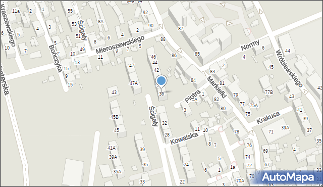 Katowice, Ścigały Franciszka, ks., 36, mapa Katowic