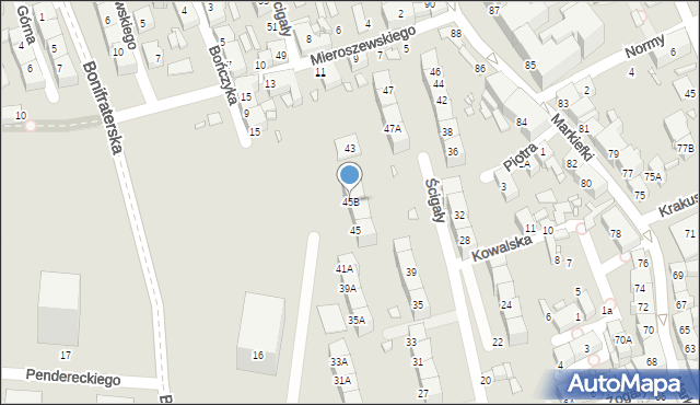 Katowice, Ścigały Franciszka, ks., 45B, mapa Katowic