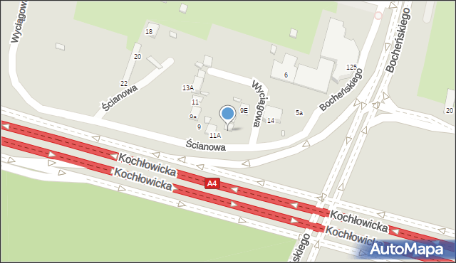 Katowice, Ścianowa, 11b, mapa Katowic