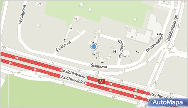 Katowice, Ścianowa, 9a, mapa Katowic