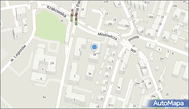 Kielce, Ściegiennego Piotra, ks., 1a, mapa Kielc