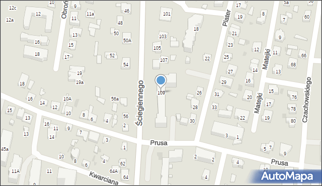 Kielce, Ściegiennego Piotra, ks., 109, mapa Kielc