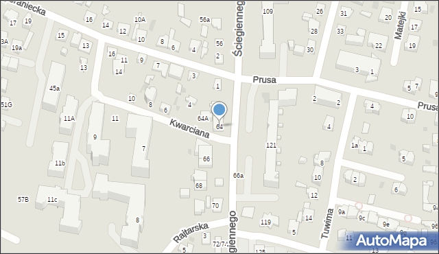 Kielce, Ściegiennego Piotra, ks., 64, mapa Kielc