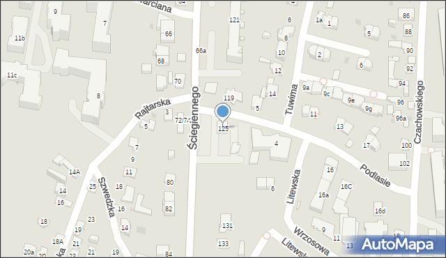 Kielce, Ściegiennego Piotra, ks., 125, mapa Kielc