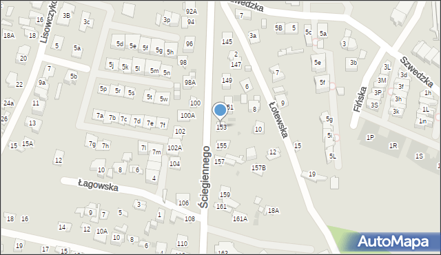 Kielce, Ściegiennego Piotra, ks., 153, mapa Kielc