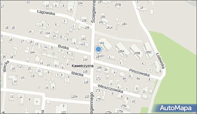 Kielce, Ściegiennego Piotra, ks., 167, mapa Kielc