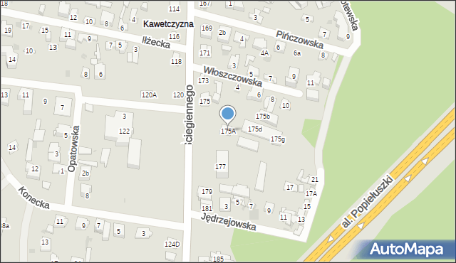 Kielce, Ściegiennego Piotra, ks., 175A, mapa Kielc