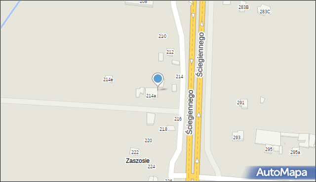 Kielce, Ściegiennego Piotra, ks., 214b, mapa Kielc