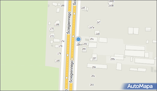 Kielce, Ściegiennego Piotra, ks., 225, mapa Kielc