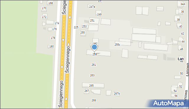 Kielce, Ściegiennego Piotra, ks., 259, mapa Kielc