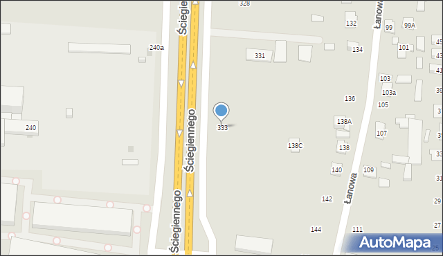 Kielce, Ściegiennego Piotra, ks., 333, mapa Kielc